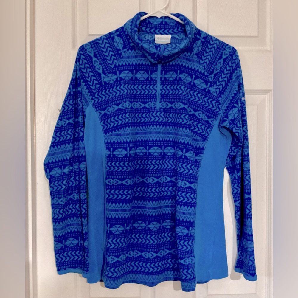Columbia quarter zip turtleneck fleece top in blue shades shirt for cold weather